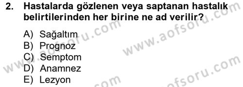 Temel Klinik Bilgisi Dersi 2014 - 2015 Yılı Tek Ders Sınav Soruları 2. Soru