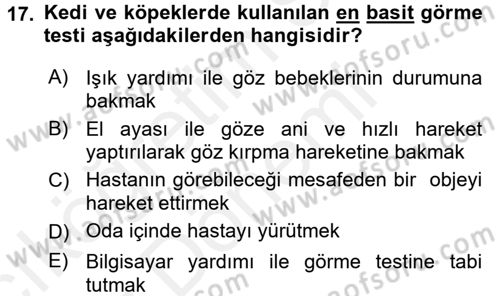 Temel Klinik Bilgisi Dersi 2015 - 2016 Yılı (Vize) Ara Sınav Soruları 17. Soru