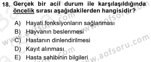 Temel Klinik Bilgisi Dersi 2015 - 2016 Yılı (Vize) Ara Sınav Soruları 18. Soru