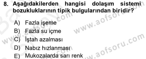 Temel Klinik Bilgisi Dersi 2015 - 2016 Yılı (Vize) Ara Sınav Soruları 8. Soru