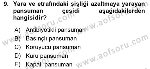 Temel Klinik Bilgisi Dersi 2015 - 2016 Yılı (Vize) Ara Sınav Soruları 9. Soru