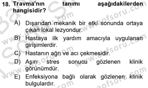 Temel Klinik Bilgisi Dersi 2015 - 2016 Yılı (Final) Dönem Sonu Sınav Soruları 18. Soru