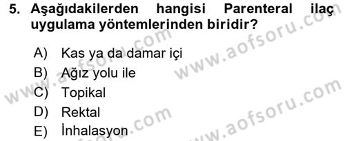 Temel Klinik Bilgisi Dersi 2015 - 2016 Yılı (Final) Dönem Sonu Sınav Soruları 5. Soru