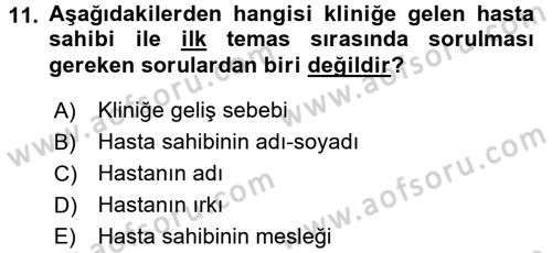 Temel Klinik Bilgisi Dersi 2016 - 2017 Yılı 3 Ders Sınav Soruları 11. Soru