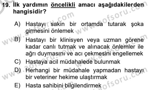 Temel Klinik Bilgisi Dersi 2016 - 2017 Yılı 3 Ders Sınav Soruları 19. Soru
