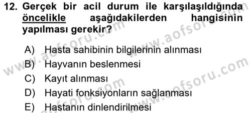 Temel Klinik Bilgisi Dersi 2017 - 2018 Yılı 3 Ders Sınav Soruları 12. Soru