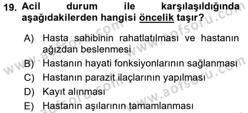 Temel Klinik Bilgisi Dersi 2017 - 2018 Yılı (Vize) Ara Sınav Soruları 19. Soru