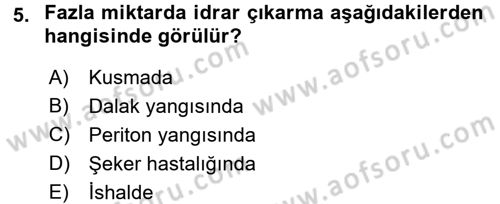 Temel Klinik Bilgisi Dersi 2017 - 2018 Yılı (Vize) Ara Sınav Soruları 5. Soru