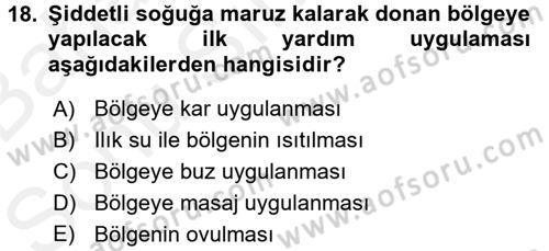 Temel Klinik Bilgisi Dersi 2017 - 2018 Yılı (Final) Dönem Sonu Sınav Soruları 18. Soru
