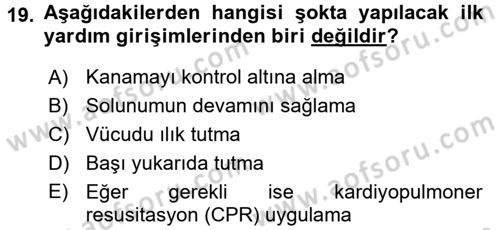 Temel Klinik Bilgisi Dersi 2017 - 2018 Yılı (Final) Dönem Sonu Sınav Soruları 19. Soru