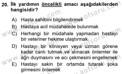 Temel Klinik Bilgisi Dersi 2018 - 2019 Yılı 3 Ders Sınav Soruları 20. Soru