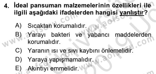 Temel Klinik Bilgisi Dersi 2018 - 2019 Yılı 3 Ders Sınav Soruları 4. Soru