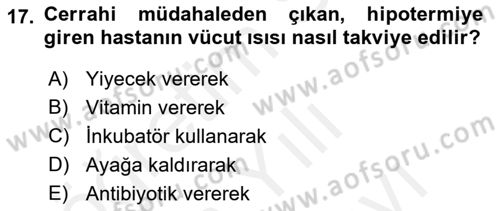 Temel Klinik Bilgisi Dersi 2018 - 2019 Yılı (Vize) Ara Sınav Soruları 17. Soru