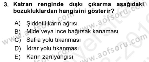 Temel Klinik Bilgisi Dersi 2018 - 2019 Yılı (Vize) Ara Sınav Soruları 3. Soru