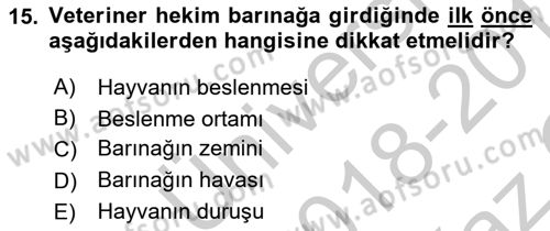 Temel Klinik Bilgisi Dersi 2018 - 2019 Yılı Yaz Okulu Sınavı 15. Soru