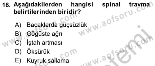 Temel Klinik Bilgisi Dersi 2018 - 2019 Yılı Yaz Okulu Sınavı 18. Soru