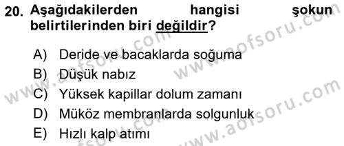 Temel Klinik Bilgisi Dersi 2018 - 2019 Yılı Yaz Okulu Sınavı 20. Soru