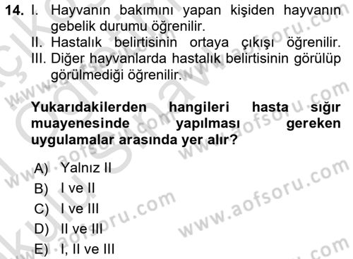 Temel Klinik Bilgisi Dersi 2020 - 2021 Yılı Yaz Okulu Sınav Soruları 14. Soru