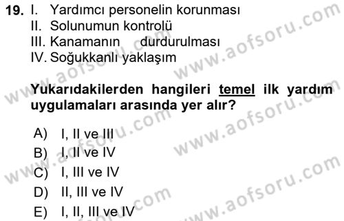 Temel Klinik Bilgisi Dersi 2020 - 2021 Yılı Yaz Okulu Sınav Soruları 19. Soru