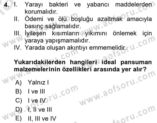 Temel Klinik Bilgisi Dersi 2020 - 2021 Yılı Yaz Okulu Sınav Soruları 4. Soru