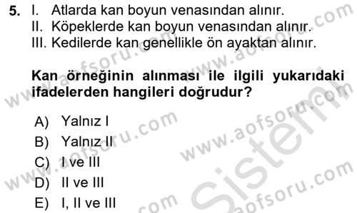 Temel Klinik Bilgisi Dersi 2020 - 2021 Yılı Yaz Okulu Sınav Soruları 5. Soru