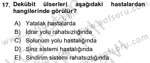Temel Klinik Bilgisi Dersi 2021 - 2022 Yılı (Vize) Ara Sınav Soruları 17. Soru
