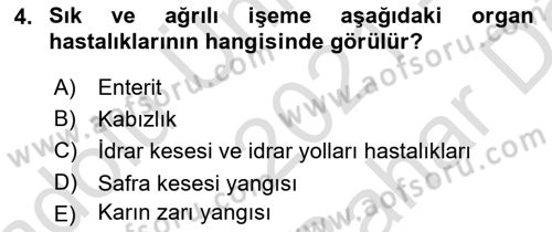 Temel Klinik Bilgisi Dersi 2021 - 2022 Yılı (Vize) Ara Sınav Soruları 4. Soru