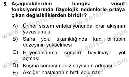 Temel Klinik Bilgisi Dersi 2021 - 2022 Yılı (Vize) Ara Sınav Soruları 5. Soru