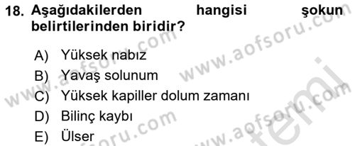 Temel Klinik Bilgisi Dersi 2021 - 2022 Yılı (Final) Dönem Sonu Sınav Soruları 18. Soru