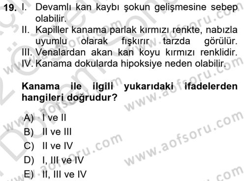 Temel Klinik Bilgisi Dersi 2021 - 2022 Yılı (Final) Dönem Sonu Sınav Soruları 19. Soru