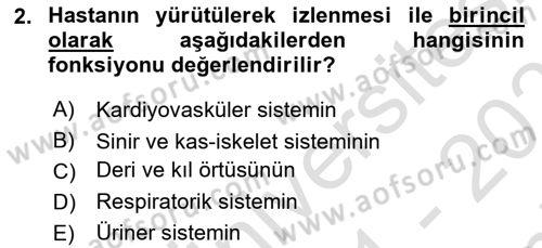Temel Klinik Bilgisi Dersi 2021 - 2022 Yılı (Final) Dönem Sonu Sınav Soruları 2. Soru