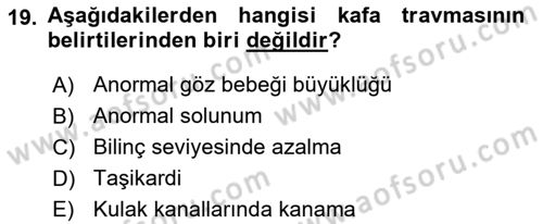 Temel Klinik Bilgisi Dersi 2021 - 2022 Yılı Yaz Okulu Sınav Soruları 19. Soru