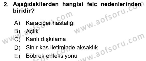 Temel Klinik Bilgisi Dersi 2021 - 2022 Yılı Yaz Okulu Sınav Soruları 2. Soru