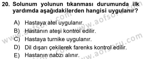 Temel Klinik Bilgisi Dersi 2021 - 2022 Yılı Yaz Okulu Sınav Soruları 20. Soru