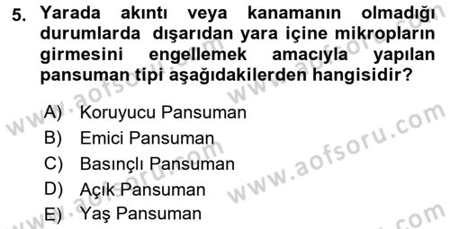 Temel Klinik Bilgisi Dersi 2021 - 2022 Yılı Yaz Okulu Sınav Soruları 5. Soru