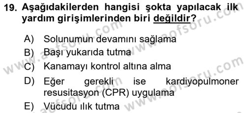 Temel Klinik Bilgisi Dersi 2022 - 2023 Yılı Yaz Okulu Sınav Soruları 19. Soru
