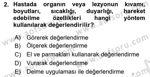 Temel Klinik Bilgisi Dersi 2022 - 2023 Yılı Yaz Okulu Sınav Soruları 2. Soru