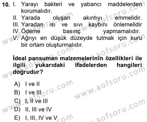 Temel Klinik Bilgisi Dersi 2023 - 2024 Yılı (Vize) Ara Sınav Soruları 10. Soru