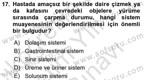 Temel Klinik Bilgisi Dersi 2023 - 2024 Yılı (Vize) Ara Sınav Soruları 17. Soru
