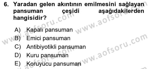 Temel Klinik Bilgisi Dersi 2023 - 2024 Yılı (Vize) Ara Sınav Soruları 6. Soru