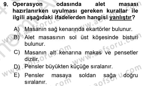 Temel Klinik Bilgisi Dersi 2023 - 2024 Yılı (Vize) Ara Sınav Soruları 9. Soru
