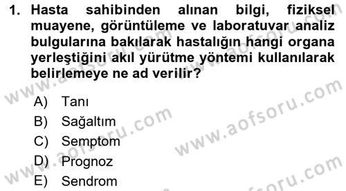 Temel Klinik Bilgisi Dersi 2023 - 2024 Yılı (Final) Dönem Sonu Sınav Soruları 1. Soru
