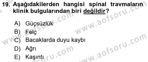 Temel Klinik Bilgisi Dersi 2023 - 2024 Yılı (Final) Dönem Sonu Sınav Soruları 19. Soru