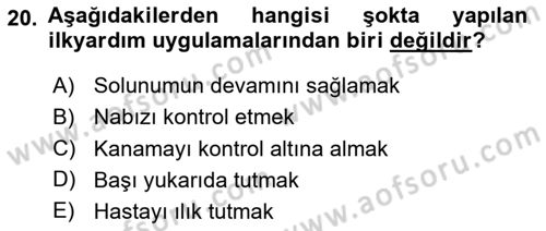 Temel Klinik Bilgisi Dersi 2023 - 2024 Yılı (Final) Dönem Sonu Sınav Soruları 20. Soru
