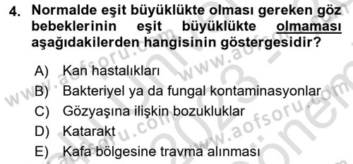Temel Klinik Bilgisi Dersi 2023 - 2024 Yılı (Final) Dönem Sonu Sınav Soruları 4. Soru