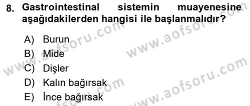 Temel Klinik Bilgisi Dersi 2023 - 2024 Yılı Yaz Okulu Sınav Soruları 8. Soru