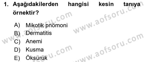 Temel Klinik Bilgisi Dersi 2024 - 2025 Yılı (Vize) Ara Sınav Soruları 1. Soru