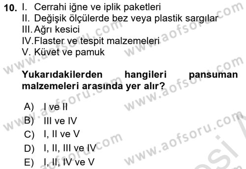 Temel Klinik Bilgisi Dersi 2024 - 2025 Yılı (Vize) Ara Sınav Soruları 10. Soru