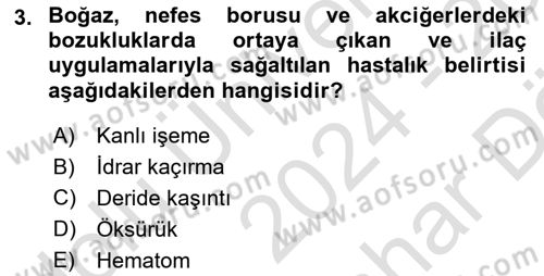 Temel Klinik Bilgisi Dersi 2024 - 2025 Yılı (Vize) Ara Sınav Soruları 3. Soru