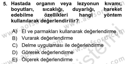 Temel Klinik Bilgisi Dersi 2024 - 2025 Yılı (Vize) Ara Sınav Soruları 5. Soru